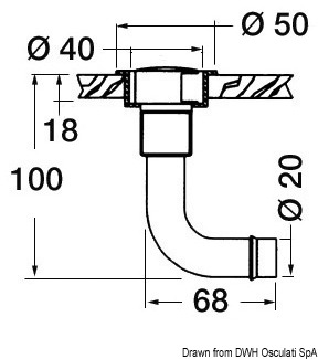 Sfiato ottone cromato 20 mm 90 sinistro